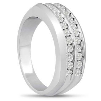 Men's 2/3ct Diamond Ring In 10K White Gold, I-J-K, I1-I2