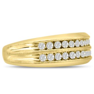 Men's 2/3ct Diamond Ring In 10K Yellow Gold, I-J-K, I1-I2