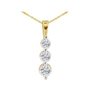 1/8ct Three Diamond Drop Style Diamond Pendant In 10k Yellow Gold