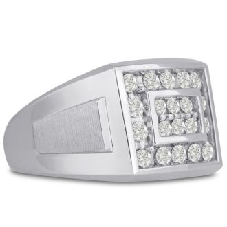 Men's 1ct Diamond Ring In 14K White Gold