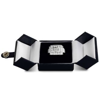 Men's 1ct Diamond Ring In 14K White Gold