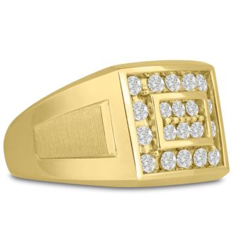 Men's 1ct Diamond Ring In 14K Yellow Gold