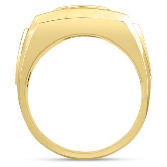 Men's 1ct Diamond Ring In 14K Yellow Gold, G-H, I2-I3