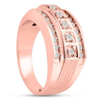 Men's 4/10ct Diamond Ring In 10K Rose Gold, G-H, I2-I3