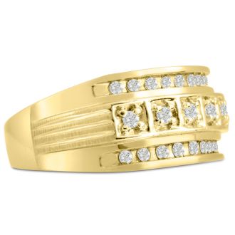 Men's 4/10ct Diamond Ring In 10K Yellow Gold, I-J-K, I1-I2