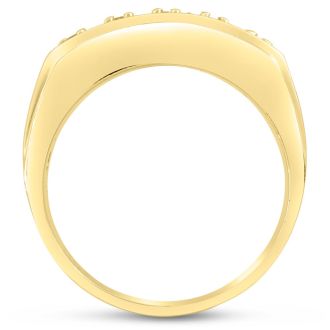 Men's 4/10ct Diamond Ring In 14K Yellow Gold, I-J-K, I1-I2