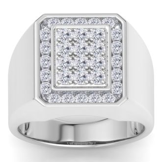 Men's 1ct Diamond Ring In 10K White Gold