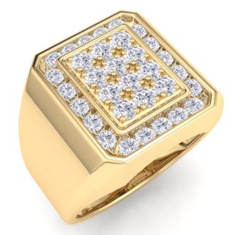 Men's 1ct Diamond Ring In 10K Yellow Gold