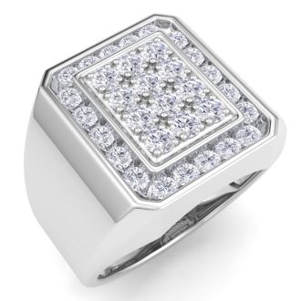 Men's 1ct Diamond Ring In 14K White Gold