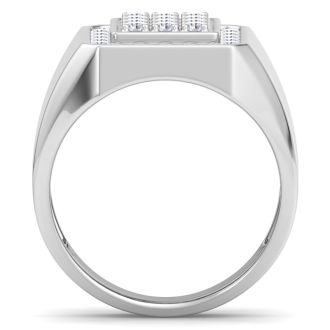 Men's 1ct Diamond Ring In 14K White Gold