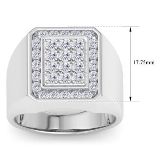 Men's 1ct Diamond Ring In 14K White Gold