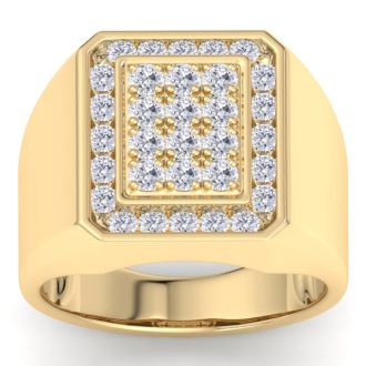 Men's 1ct Diamond Ring In 14K Yellow Gold