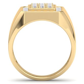 Men's 1ct Diamond Ring In 14K Yellow Gold