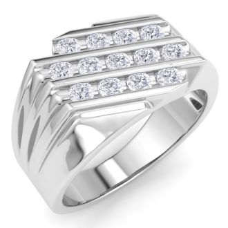 Men's 1/2ct Diamond Ring In 10K White Gold