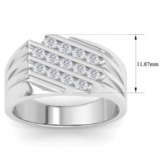 Men's 1/2ct Diamond Ring In 10K White Gold