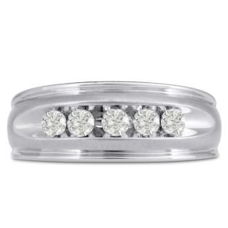 Men's 1/2ct Diamond Ring In 10K White Gold