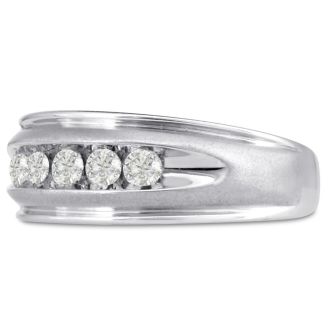 Men's 1/2ct Diamond Ring In 10K White Gold