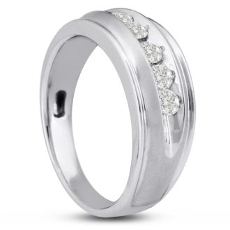 Men's 1/2ct Diamond Ring In 10K White Gold