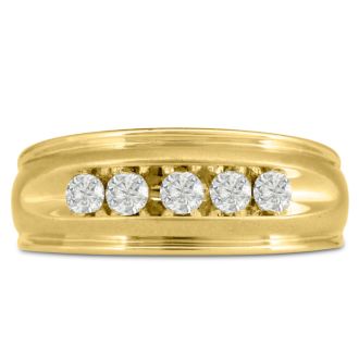 Men's 1/2ct Diamond Ring In 14K Yellow Gold