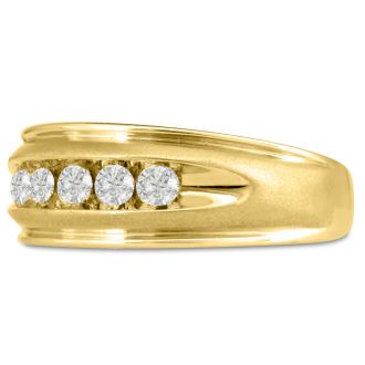 Men's 1/2ct Diamond Ring In 14K Yellow Gold