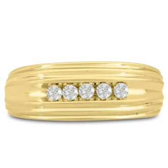 Men's 1/4ct Diamond Ring In 10K Yellow Gold