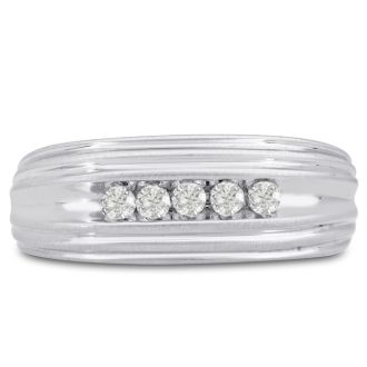 Men's 1/4ct Diamond Ring In 14K White Gold