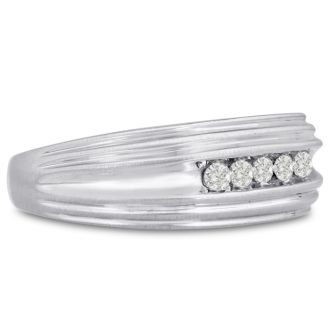 Men's 1/4ct Diamond Ring In 14K White Gold