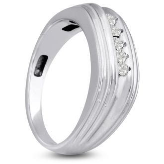 Men's 1/4ct Diamond Ring In 14K White Gold