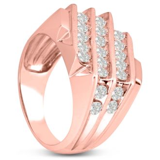 Men's 1 1/4ct Diamond Ring In 10K Rose Gold, I-J-K, I1-I2