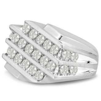 Men's 1 1/4ct Diamond Ring In 10K White Gold, G-H, I2-I3