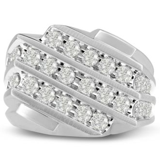 Men's 1 1/4ct Diamond Ring In 10K White Gold, I-J-K, I1-I2