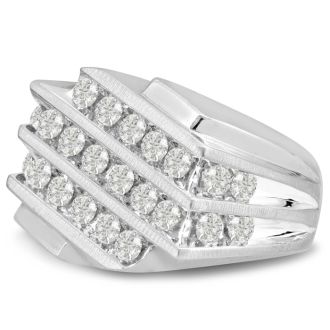 Men's 1 1/4ct Diamond Ring In 10K White Gold