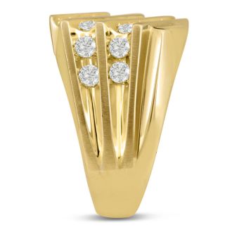 Men's 1 1/4ct Diamond Ring In 10K Yellow Gold