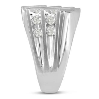 Men's 1 1/4ct Diamond Ring In 14K White Gold