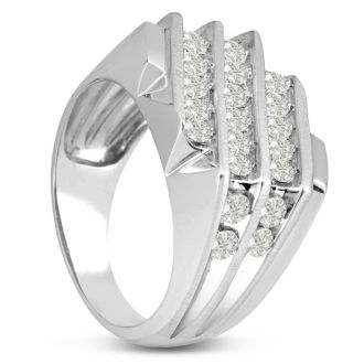Men's 1 1/4ct Diamond Ring In 14K White Gold