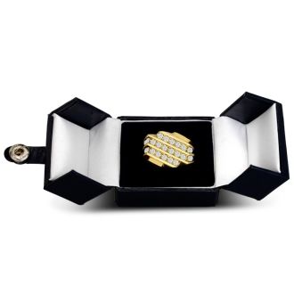 Men's 1 1/4ct Diamond Ring In 14K Yellow Gold, G-H, I2-I3