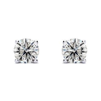 1 1/4 Carat Diamond Stud Earrings In 14 Karat White Gold