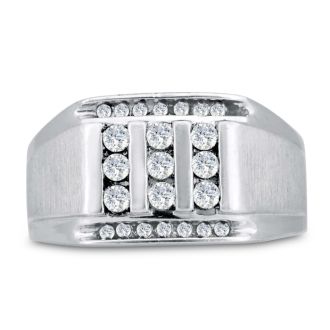 Men's 1/2ct Diamond Ring In 10K White Gold