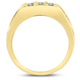 Men's 1/2ct Diamond Ring In 10K Yellow Gold