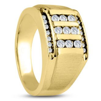 Men's 1/2ct Diamond Ring In 10K Yellow Gold