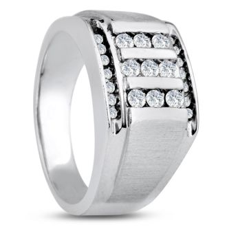 Men's 1/2ct Diamond Ring In 14K White Gold