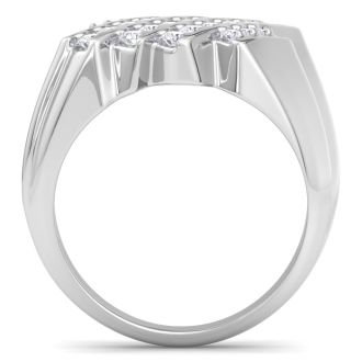 Men's 1/2ct Diamond Ring In 10K White Gold, G-H, I2-I3