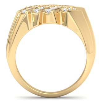 Men's 1/2ct Diamond Ring In 10K Yellow Gold