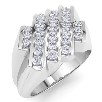 Men's 1/2ct Diamond Ring In 14K White Gold