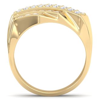 Men's 1ct Diamond Ring In 10K Yellow Gold, I-J-K, I1-I2
