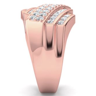 Men's 1ct Diamond Ring In 14K Rose Gold, I-J-K, I1-I2