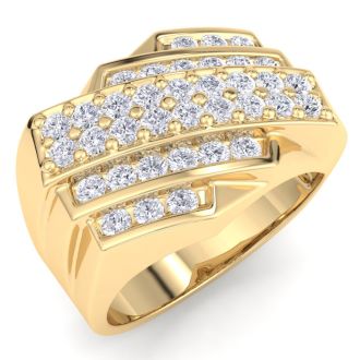 Men's 1ct Diamond Ring In 14K Yellow Gold