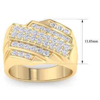 Men's 1ct Diamond Ring In 14K Yellow Gold