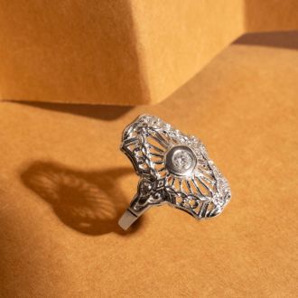 1/10ct Diamond Cathedral Ring in 14k White Gold