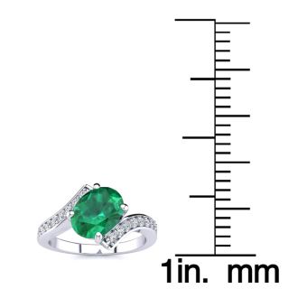1 1/5ct Oval Emerald And Diamond Ring In 14 Karat White Gold
